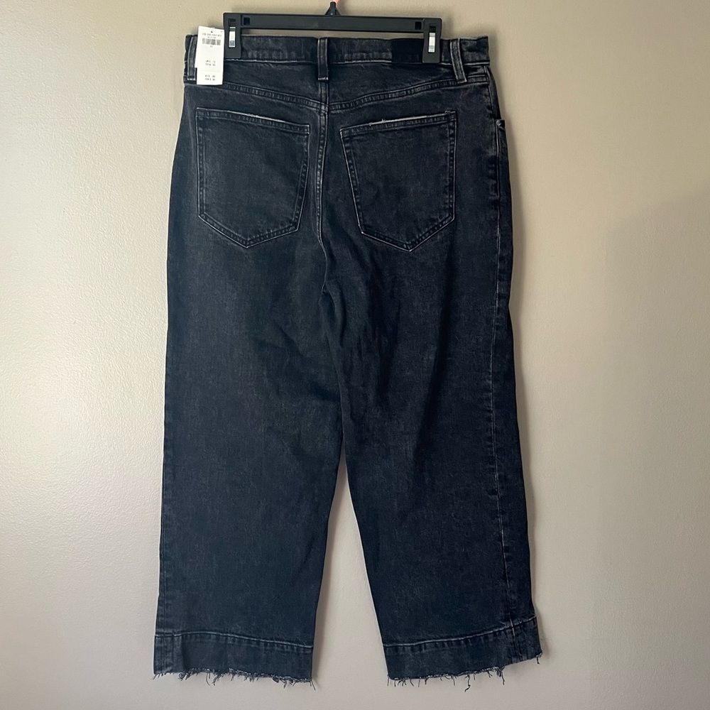 Abercrombie & Fitch Crop Wide Leg Ultra High Rise Jeans Black 32/14R - Picture 3 of 9
